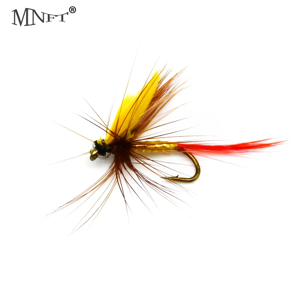 MNFT Popular Trout Fly Fishing Lure Dragonfly  Yellow Wings Dry Flies Fake Bait Imitation Insect Lures Workers Hand Tied #12