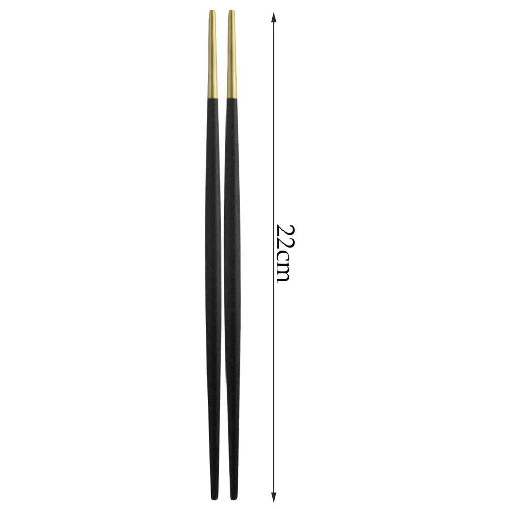 5 Pairs Japanese Korean Chinese Chopsticks Black Gold Stainless Steel Set Tableware Sushi Chopstick Length 22cm Drop Shipping