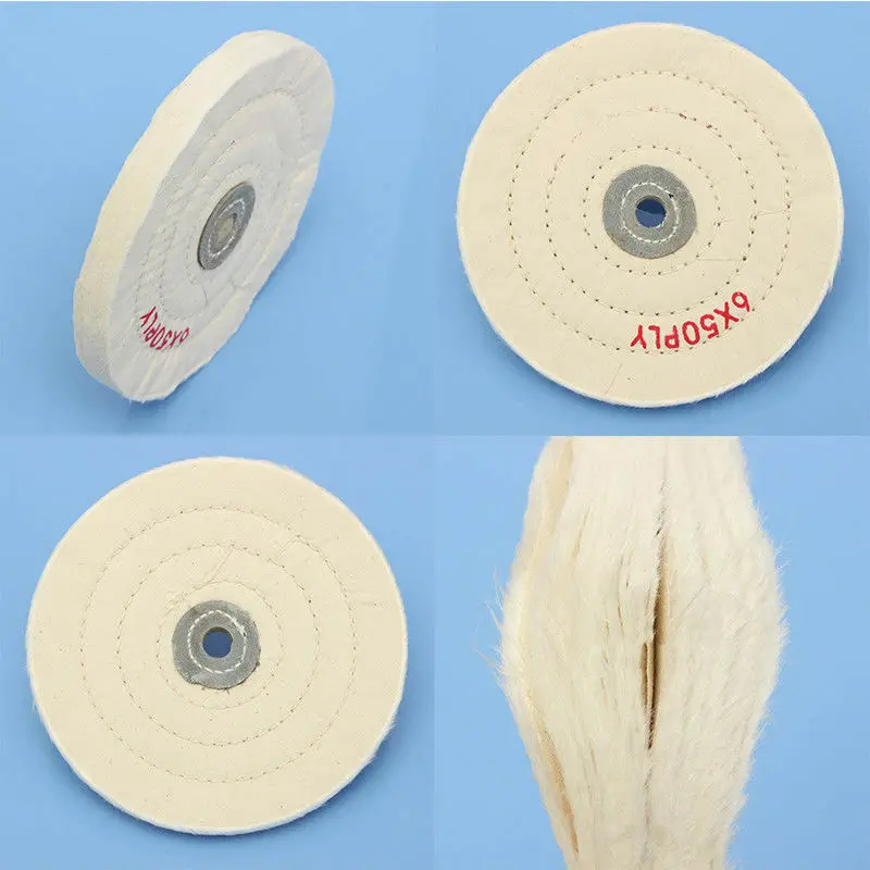 4/6 inch cotton cloth polishing wheel cloth polishing wheel arbor buffer mirror polishing white round wheel 50 layer grind