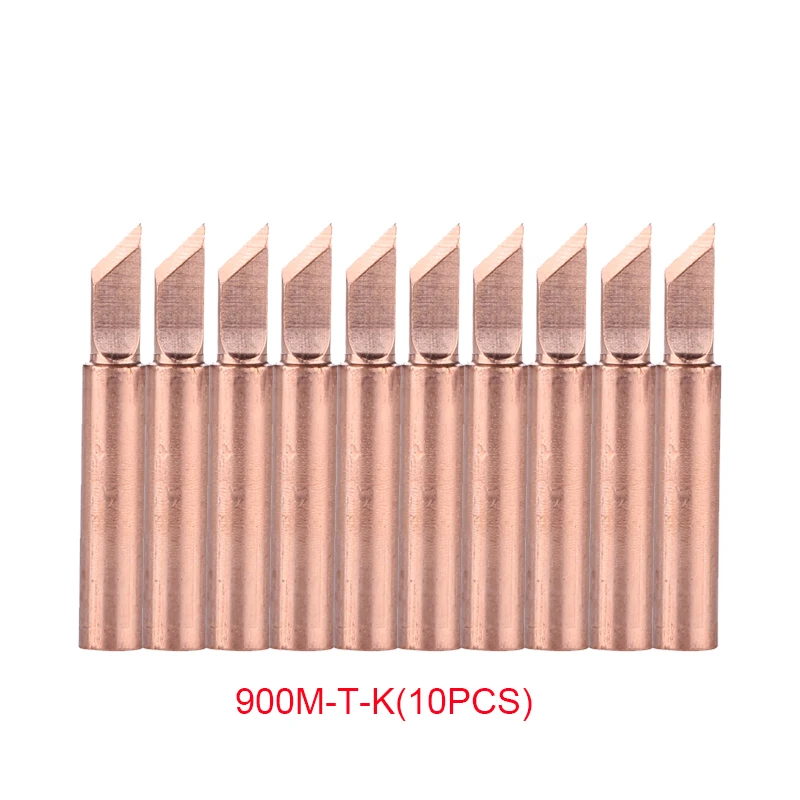 10PCS/Lot Copper Solder Iron Tip 900M-T-K/SK/I/IS/B/1C/2C/3C/4C/0.8D/1.2D/1.6D/2.4D/3.2D/SB Welding Head For 936 Soldering Tool