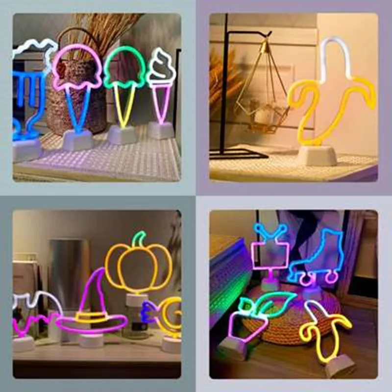 Led Neon Light Banana Christmas Hat Neon Sign Table Lamp for Christmas Holiday Party Home Shop Window Decor Neon Room Sign