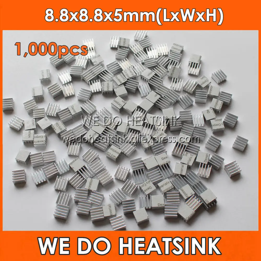 

1,000pcs 8.8x8.8x5mm Ram Heatsink Chipset Aluminum Heat Sink With Thermal Conductive Pad Fans & Cooling