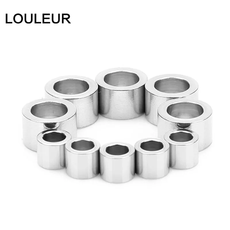 20pcs/lot Stainless Steel Tube Spacer Beads Charms Slider Big Hole Beads For Jewelry Making DIY Leather Bracelet Findings