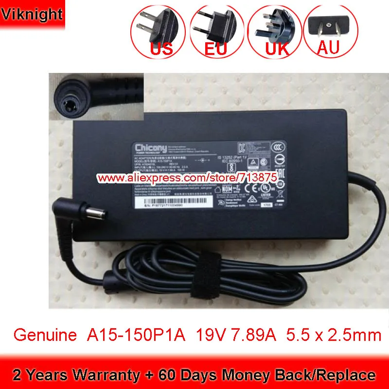 Genuine Chicony A15-150P1A AC Adapter 19V 7.89A 150W A150A006L A150A010L A150A015L for CLEVO NKNT50BK NB55TJ1 P950HP6 P950EP6