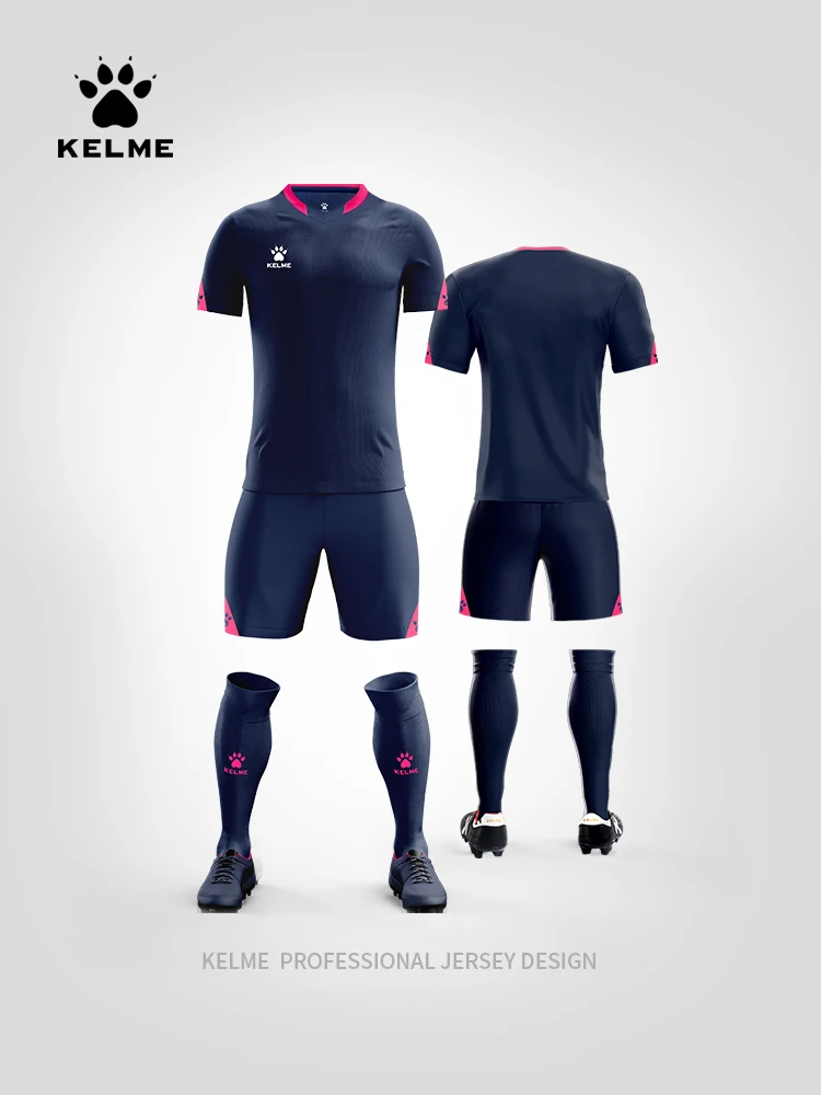 KELME Custom Men\'s Football Uniforms Soccer Jerseys Men Tracksuit Sportswear Short Sleeves Jersey Soccer Shorts Suit 3801099