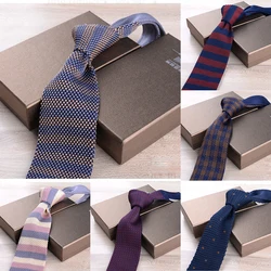GUSLESON-Cravates Slim Tricotées à Pois Rayés Colorés pour Homme, Tenue de Loisirs, Business, Nouvelle Collection, Burgandy, 6cm