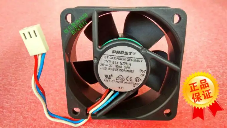 Original typ 614 n / 2hh dc24v125ma 3.0w 6025 6cm three wire inverter fan