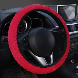 Universal Auto Steering Cover Winter Anti-Slip Soft Plush Car Steering Wheel Protected Cover Holder Accessories