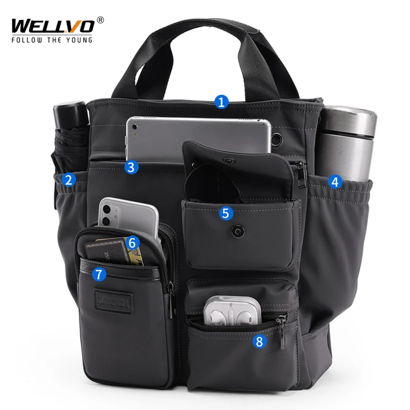 Bolsa mensageiro multifuncional para homens, bolsa casual impermeável, pasta de negócios, grande capacidade, bolsas de viagem, nova, X63C