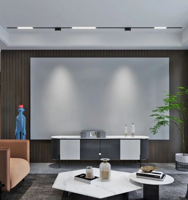 QIUBOSS Modern Magnetic Track Lights Embedded LED Spotlight Downlight Living Room Without Main Light Lighting Grille Lamp Series