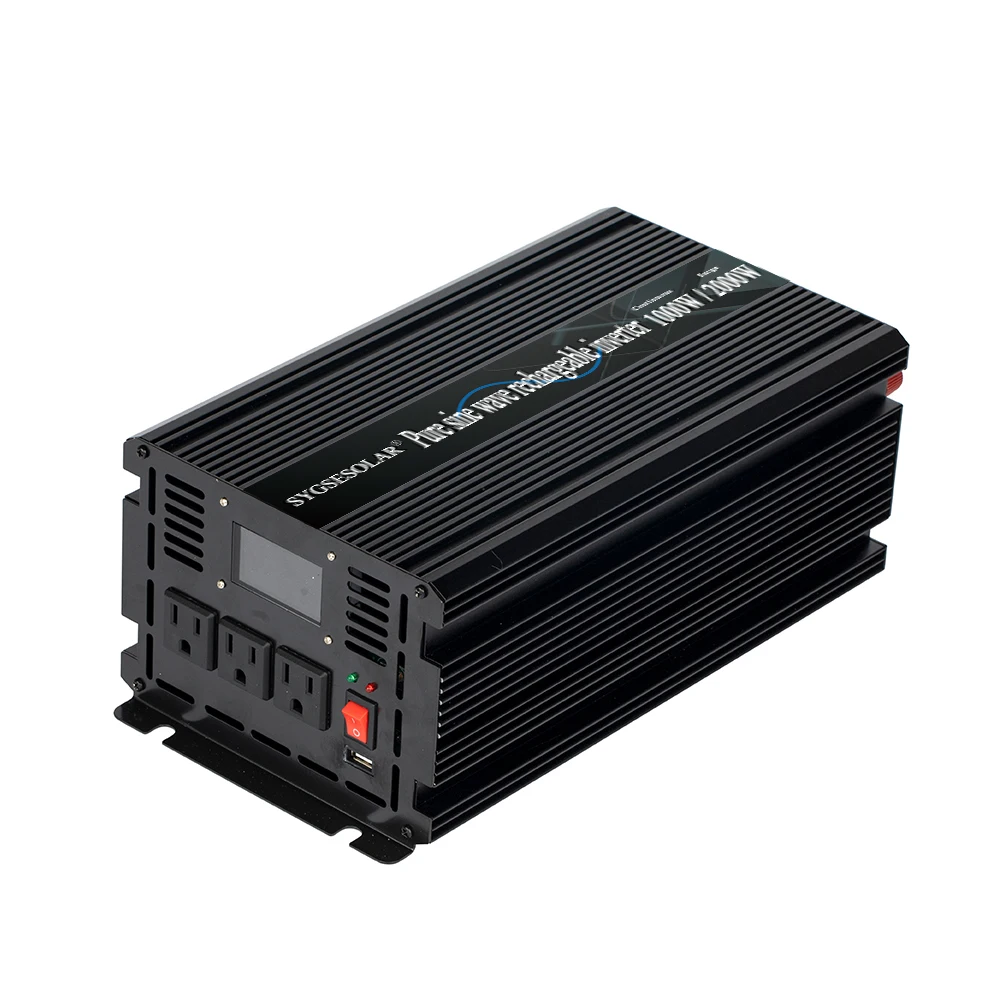 Onduleur 12v 24v dc à ac 110v 230v 1000w pour installation solaire, avec chargeur de batterie