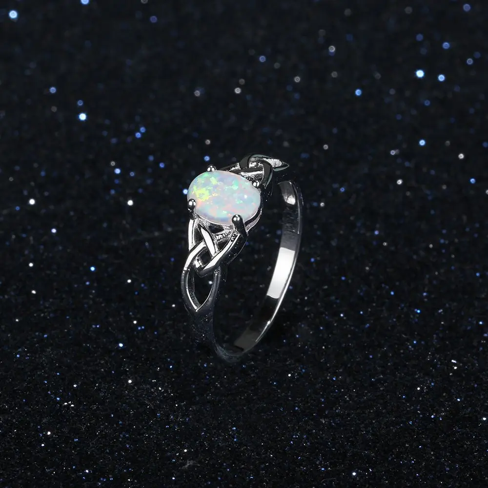 VENTFILLE 925 Sterling Silver Vintage Fashion Setting Opal Stone Gem Ring Dla Kobiet Rozmiar 6-10 Anillos Anel