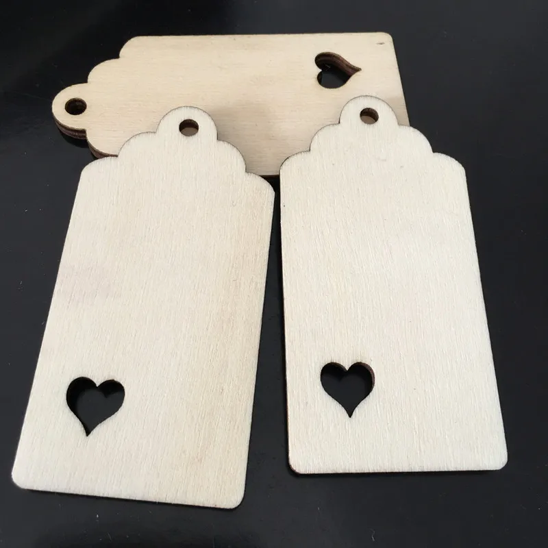 10pcs Kraft Wood Tags Craft Hang Tags with Jute Twine, Writable Display Labels for Gifts, Wedding Valentine\'s Day Tags