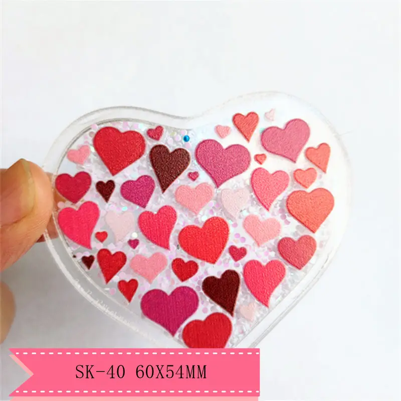 1pcs cartoon character Quicksand Acrylic Sequins Valentine's Day heart Shaker Resins DIY bow center SK-40