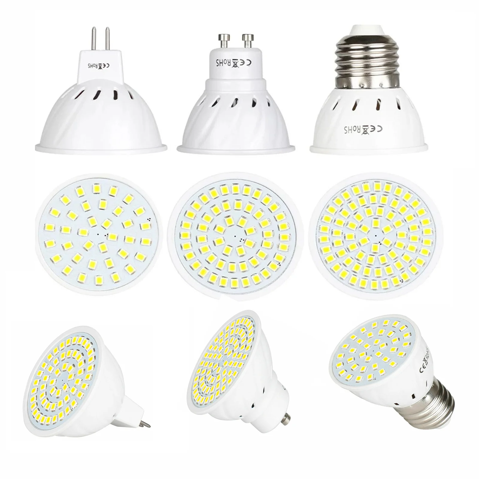 5Pcs GU10 LED E27 Lamp MR16 Spotlight Bulb 36 54 72leds lampara 220V 110V GU 10 bombillas led MR16 12V 24V Lampada Spot light