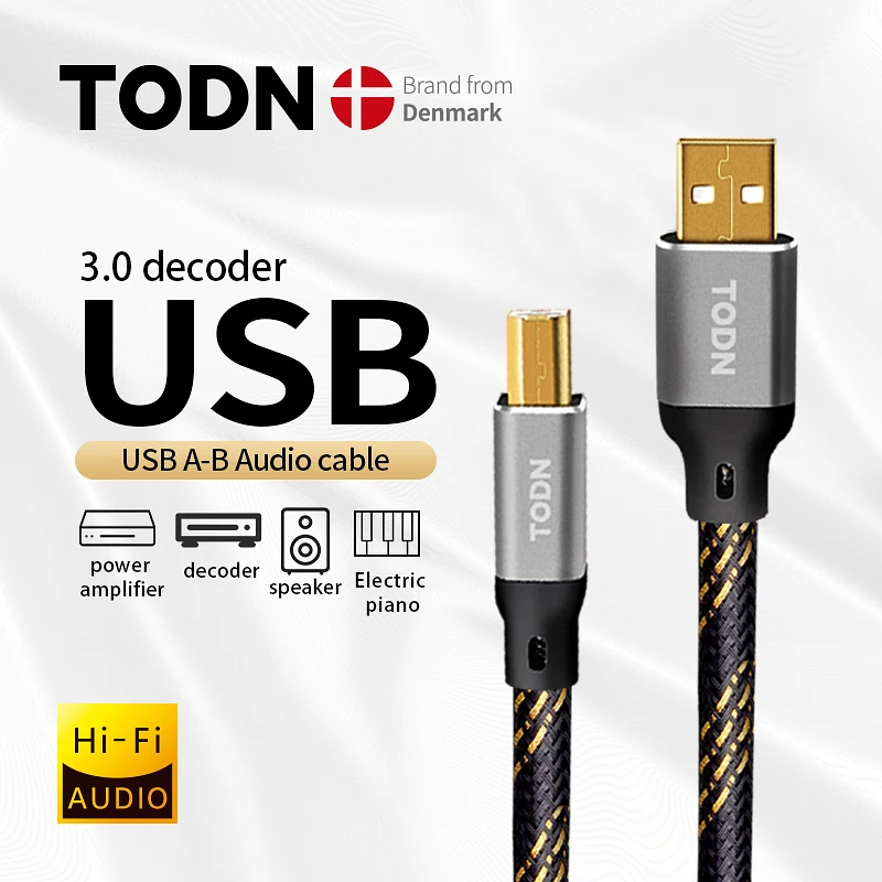 

TODN Hi-Fi USB-кабель Высокое качество 6N OCC Тип A к Type B Hi-Fi цифровой аудиокабель для передачи данных для ЦАП