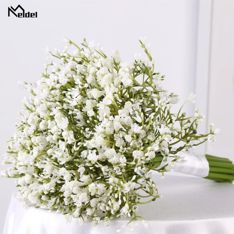 Meldel Babysbreath Bouquet Flower Small Bridal Wedding Bouquets White Baby's Breath Flower Bouquet Bridesmaid Wedding Decoration