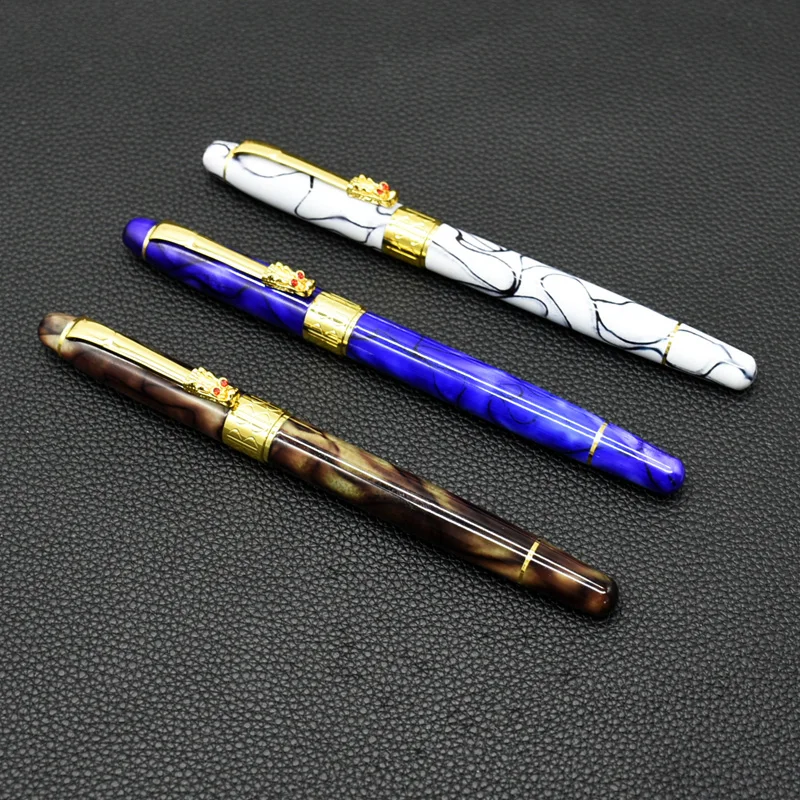 18Pcs High End Color Texture Business Ink Pen Medium Nib Dragon shape Gold Dragon Crystal Diomand Fountain Pen