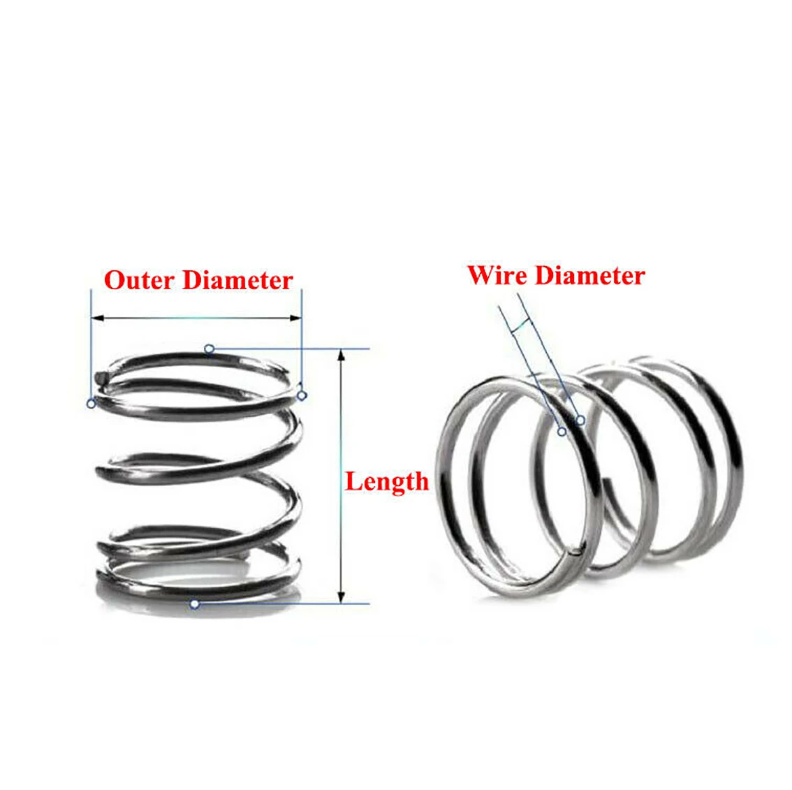 Length 60-200mm Compression Spring Wire Dia 1.5mm 304 Stainless Steel Y-Type Compressed Spring Return Spring