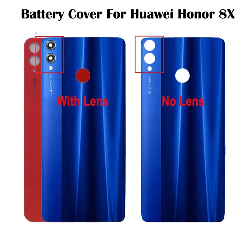 For Honor 8X Battery Cover Rear Glass Door Housing Case Back Panel with Lens For HUAWEI Honor 8X Battery Cover with Fingerprint