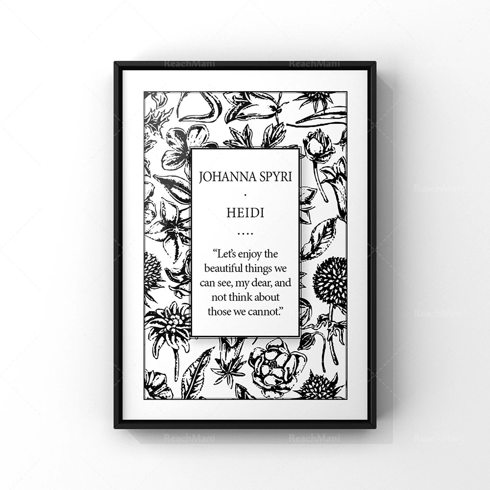 Heidi Book Cover Art Poster Print | Johanna Spyri Book Title Page Art Print | Children's Book Quote | Unframed Classic Literary