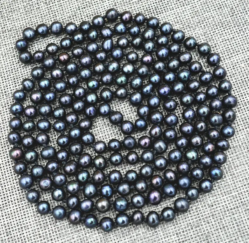 

New 8-9mm Black real akoya Tahiti Cultured Pearl Necklace 48inch AA+