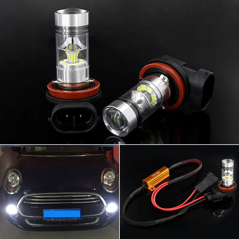 2pcs Canbus NO Error H11 H8 LED Bulbs Car Fog Lights For Mini Cooper R56 R57 R58 R50 R53 F55 F56 Jaguar XE XF Pontiac Saab 9-3