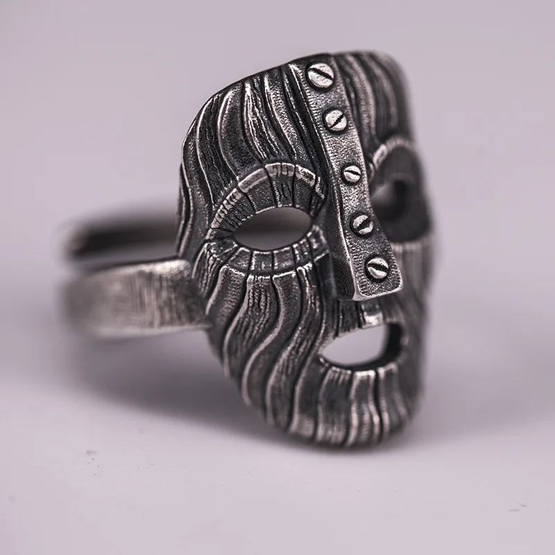 Vintage Gothic Style Metal Mummy Mask Open Rings for Men Personalized Cool Rock Party Jewelry