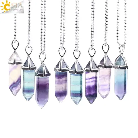 CSJA Fluorite Necklace Crystal Pendant CSJA Jewelry