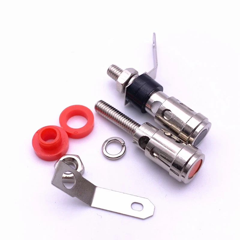 النيكل مطلي دفع نوع صغير الربيع محطة مكبر صوت مكبر للصوت الربيع الذاتي قفل المقبس محطة محول ملزمة آخر