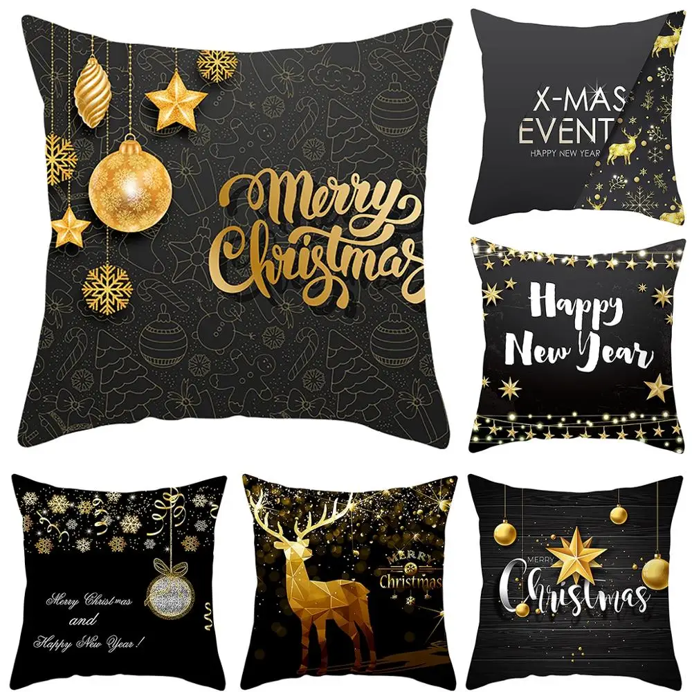 PATIMATE 45*45 Cushion Cover 2022 Christmas Decorations For Home Merry Christmas Ornament Noel Navidad Natal Happy New Year 2023