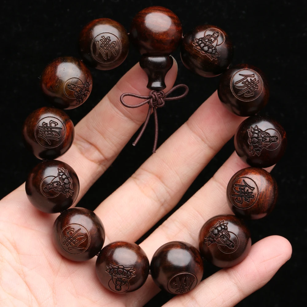 Natural old mahogany SiamRosewood dark stripes men\'s retro prayer beads 18mm 20mm prayer beads