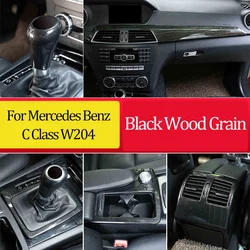 Black Wood Grain For Mercedes Benz C-Class C Class W204 C180 C200 2007-2013 Car Interior Decoration Stickers Car Accessories