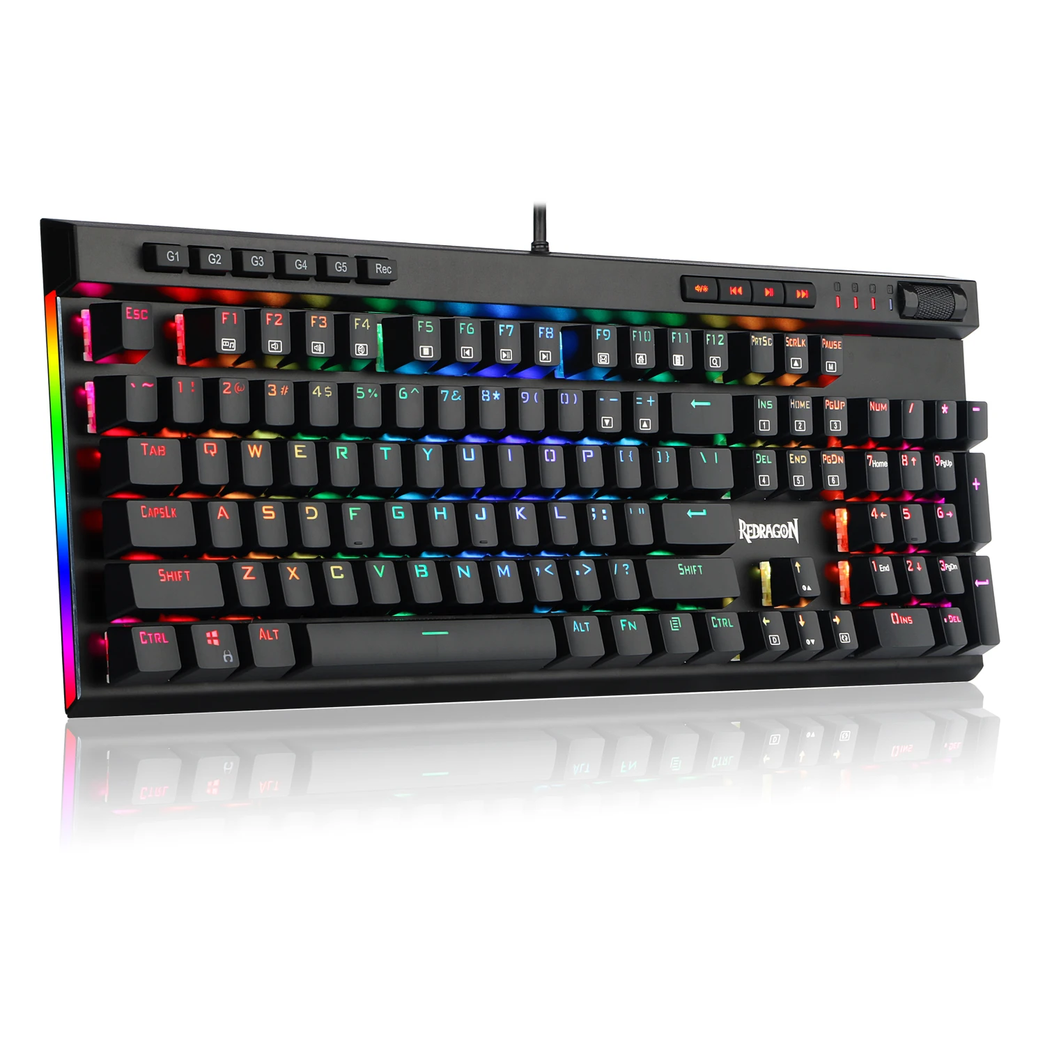 Redragon-Teclado mecánico para juegos K580 VATA RGB, retroiluminado con LED, teclas Macro, controles multimedia para juegos, portátil y PC