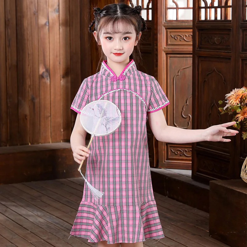 Mädchen Cheongsam Qipao Kleider Chinesischen Stil Retro Stickerei kinder Kleidung Tang Kleid Neue Jahr Traditionellen Party Kostüme