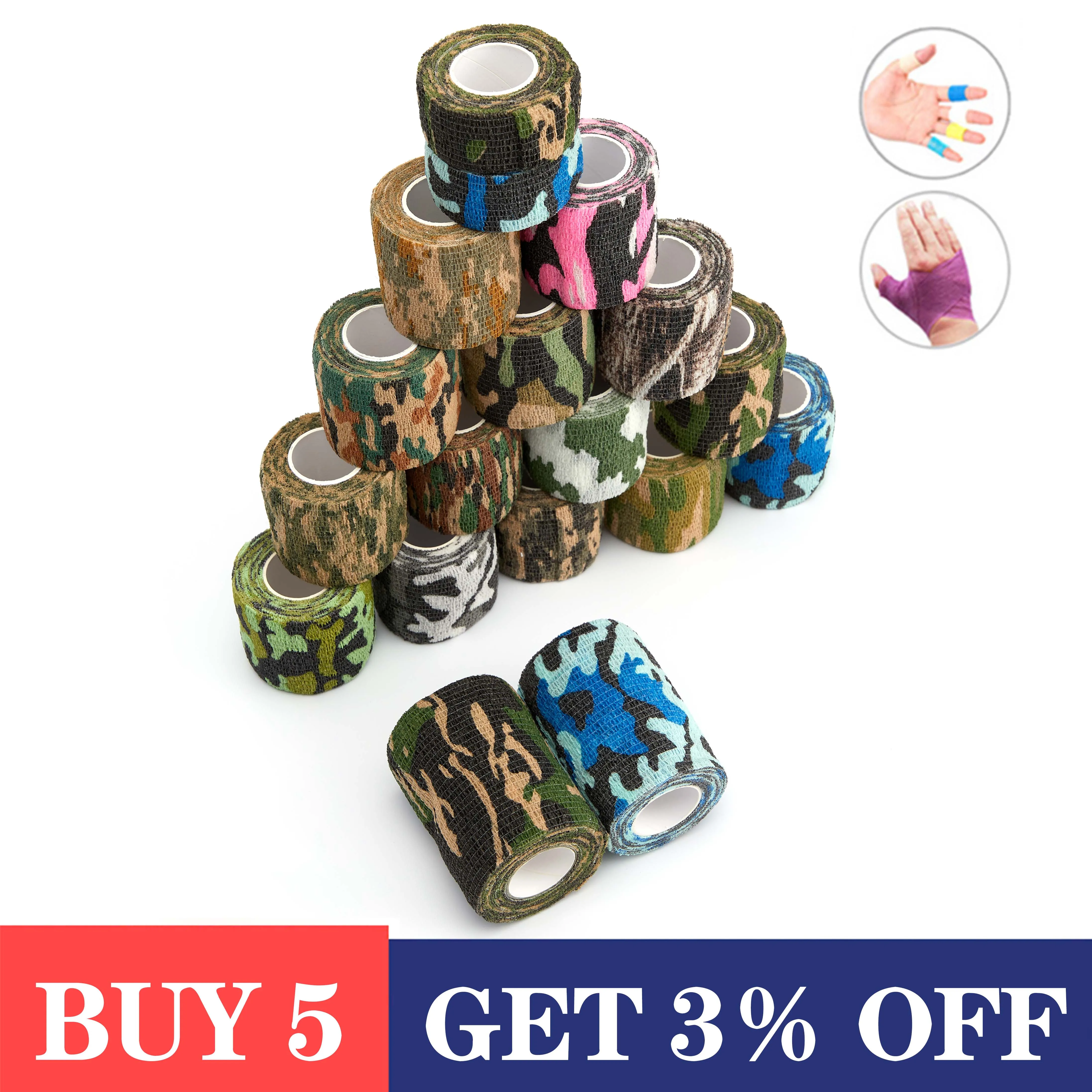 4.5M Army Camouflage Self Adhesive Bandage Wrap Hunting Disguise Elastic Ankle Knee Finger Arm Support Athletic Sports Protector