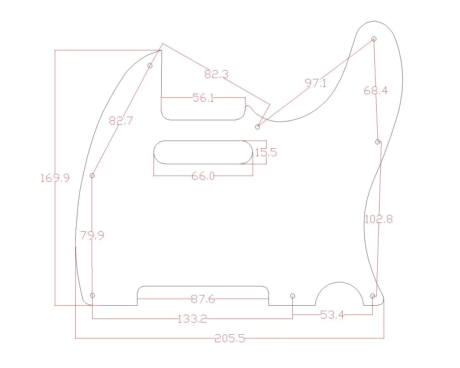 Dopro-Protection Tele 514 à 8 trous en aluminium anodisé, avec plaque de commande en métal et vis, compatible avec les telec84américaines et mexicaines