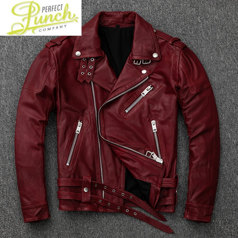 

Sheepskin Genuine Leather Jacket Men Clothing Motorcycle Jackets Mens Autumn Coat Burgundy Clothes Veste Homme LXR889