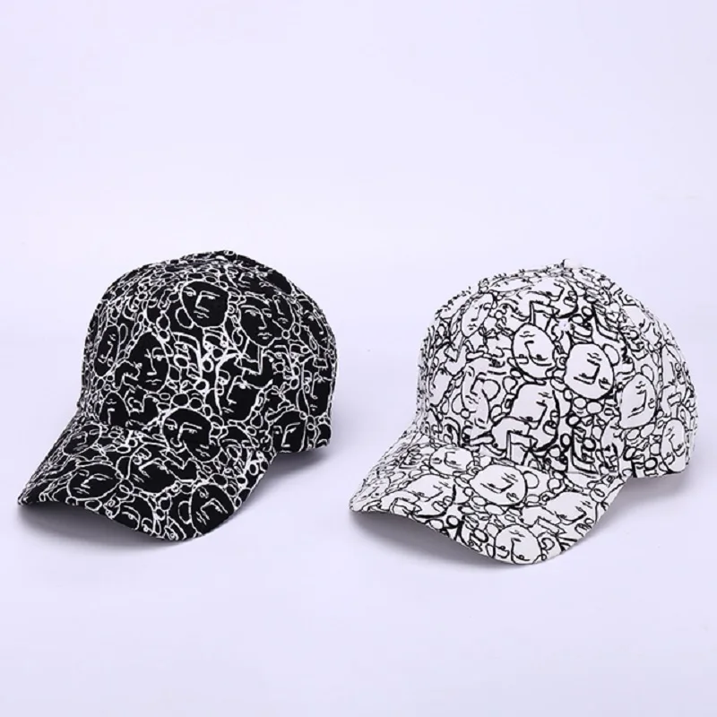 New Spring Men'S  Women'S for Baseball Cap with Graffiti Letters Pattern Adjustable Curved Brim Snapback Hat