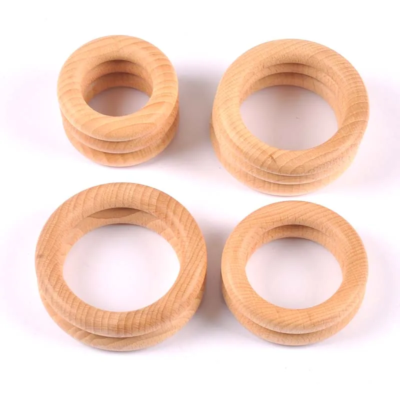 2pcs Natural beech Wood Circle DIY Crafts Embellishment For Wooden Ring Children Kids Teething Ornaments 40/50/55/60/65/70mm