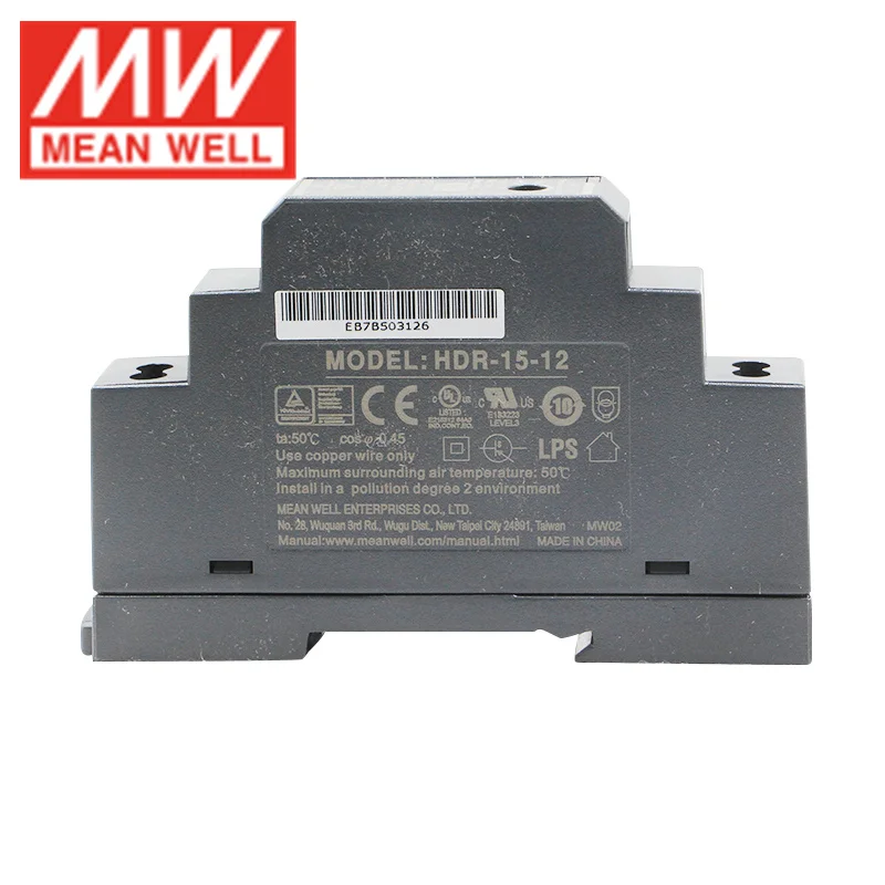 Mean Well HDR-15 Series 5V 12V 15V 24V 48V High Quality meanwell DC Ultra Slim Step Shape DIN Rail Power Supply Unit