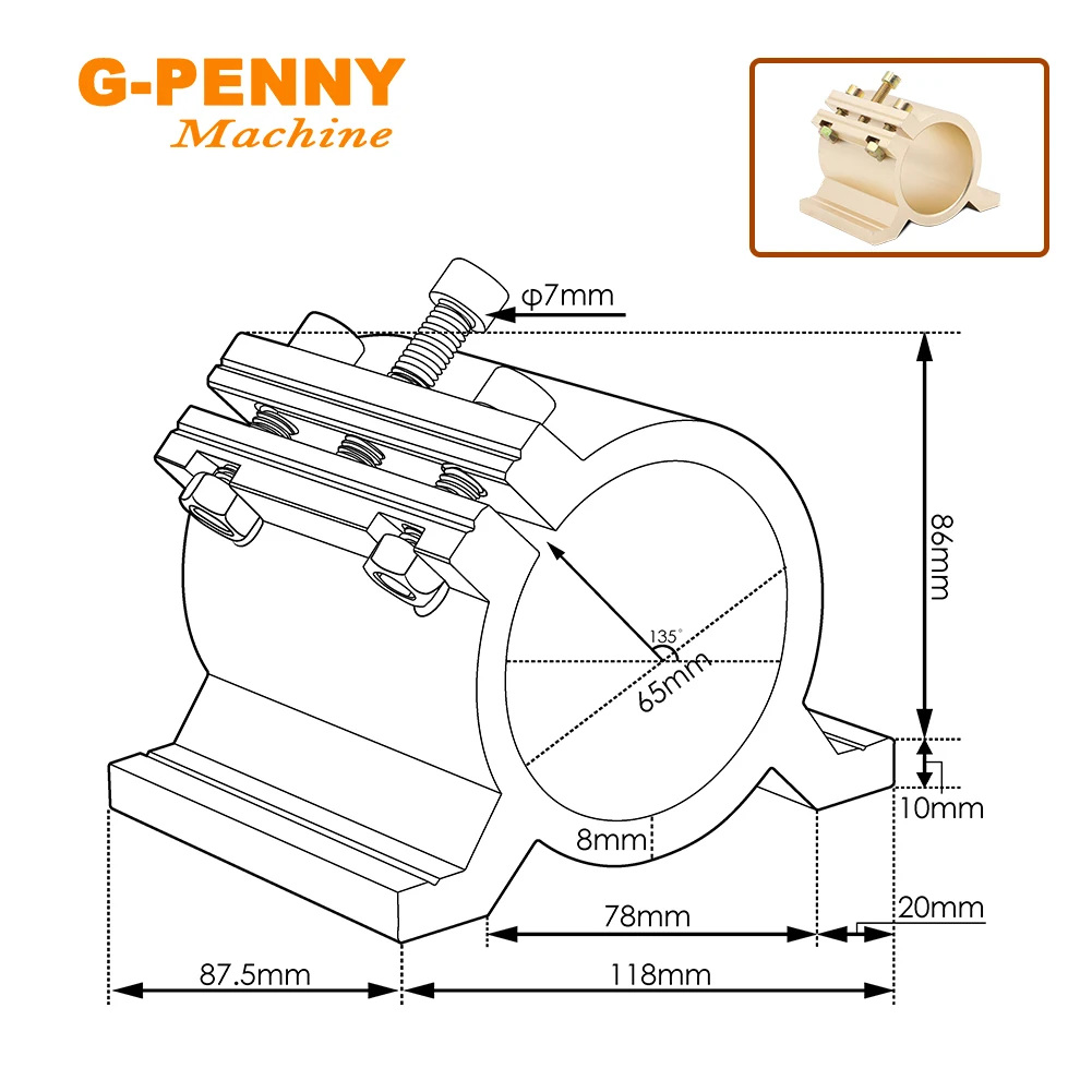 NEW Spindle Bracket 65mm 80mm aluminum clamping amount bracket for CNC Woodworking Spindle high precision not easy to deform