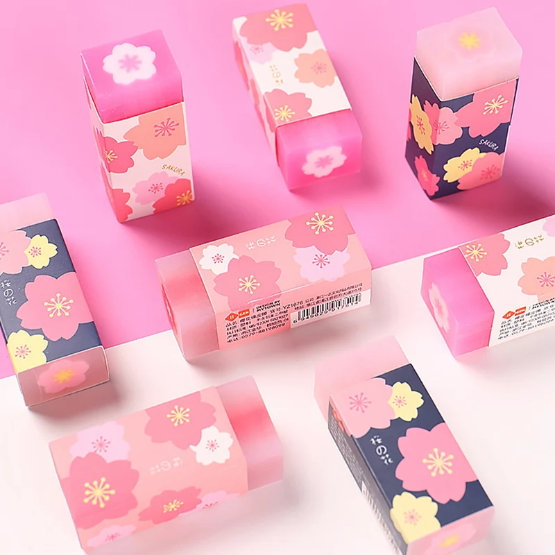 1 Pcs Japanese Cherry Blossoms Eraser Rubber Student Pencil Dedicated Cute Stationery Prize for Kids Gifts