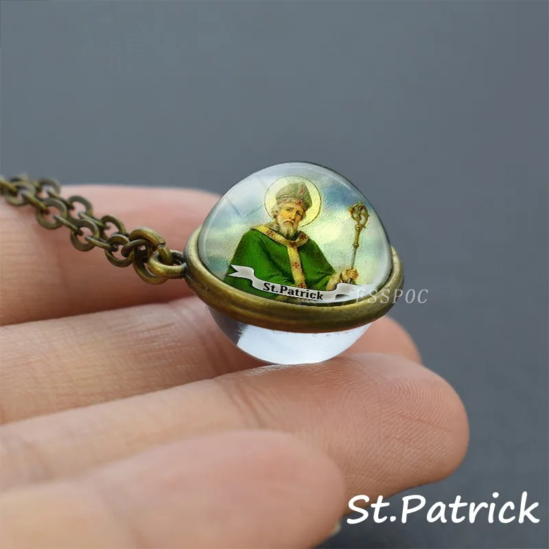 Virgin Mary with Baby Jesus Religious Art Glass Pendant Necklace Christian Gifts Saint Michael Patrick Faith Necklace