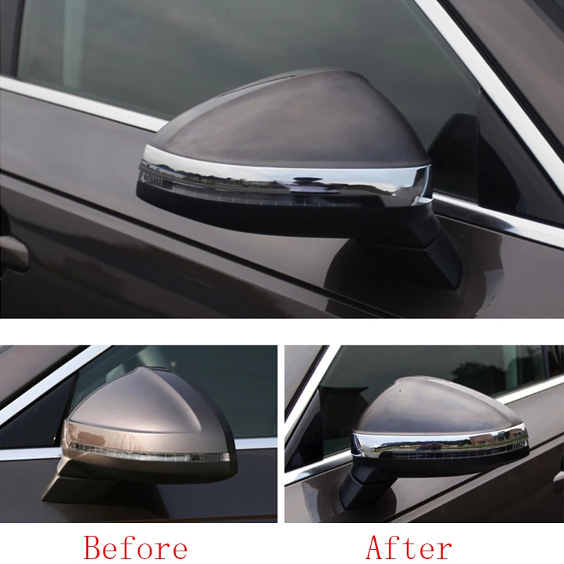 car accessories 2x Chrome ABS Door Rearview Mirror Decorator Stripe Cover Trim For Audi A5 2018 & A4 B9 2017-2018