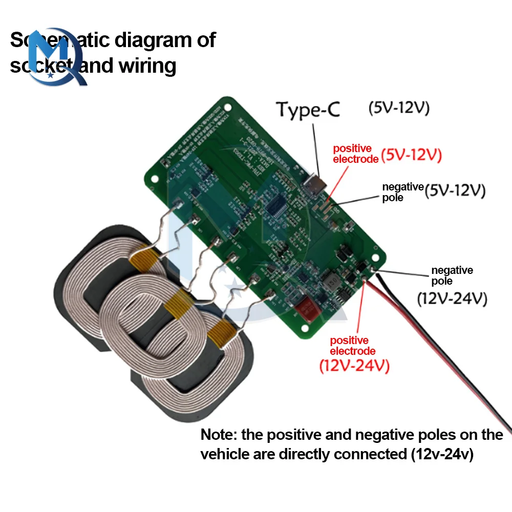 Qi Wireless Fast Charger 12V 5V 2A Charging Transmitter Module circuit board 5W/10W/15W/18W/20W + coil FOR CAR iPhone