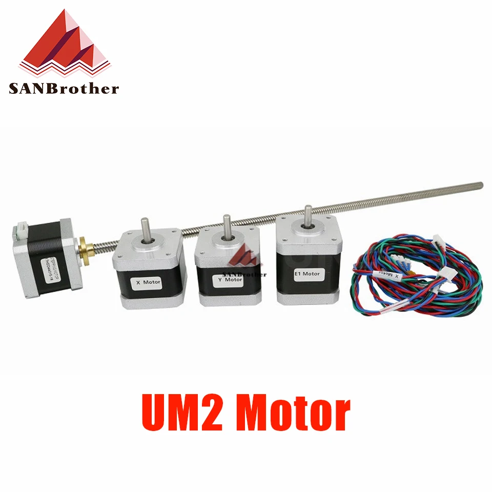 UM2+ 2 UM2 Extended X/Y/Z axis+extruder stepper motor kit/set for DIY 400m L Z-Motor with Trapezoidal Lead Screw