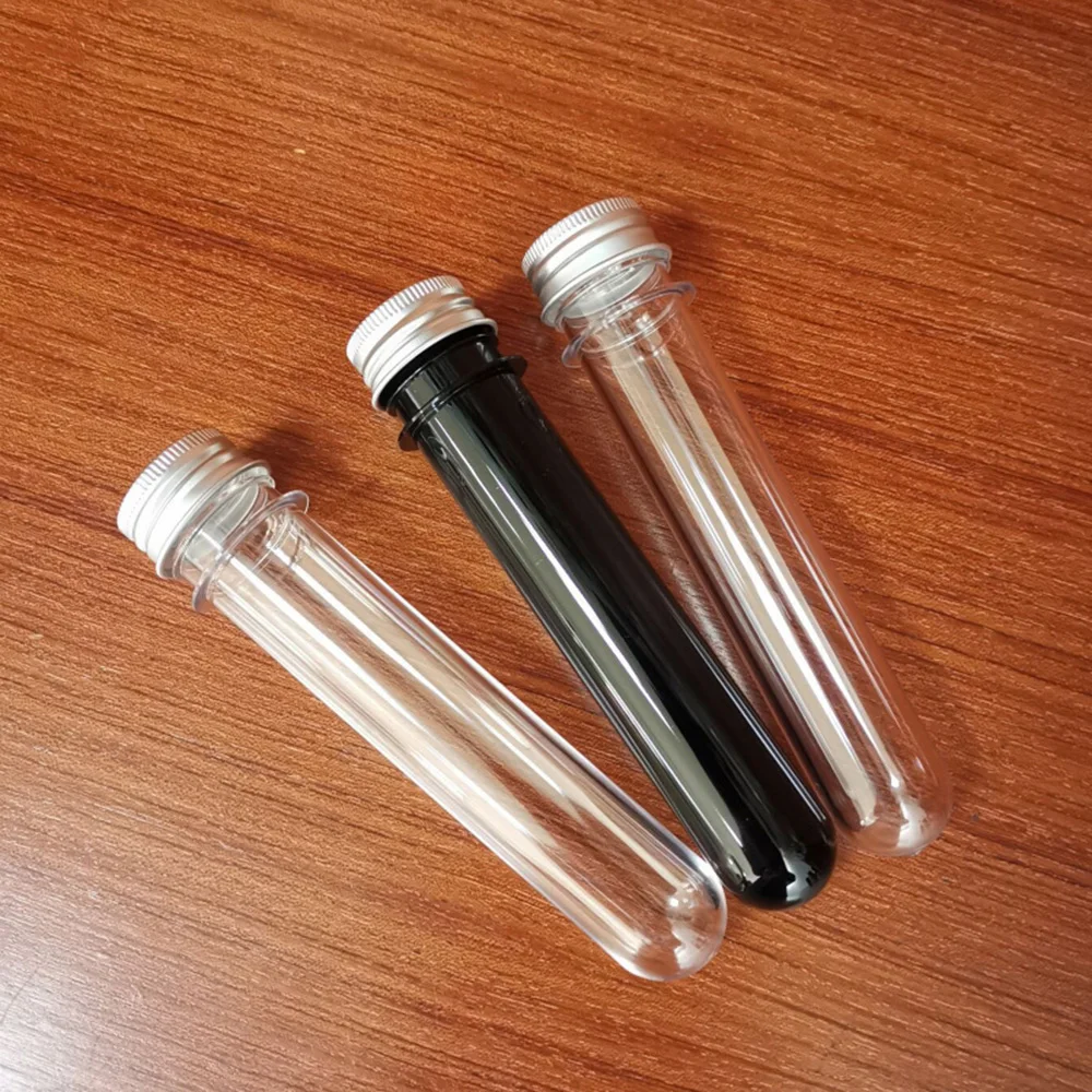 40ml Plastic Test Tubes Empty Mini Jar Metal Screw Cap Small Bottles Spice Storage Jar Containers Vial Test Tube Sub-bottling