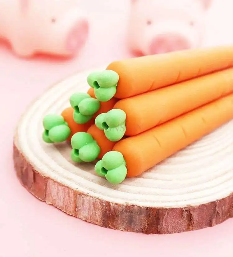 school supplies 3pcs Creative cute children's pen-shaped carrot carrot eraser special stationery supplies