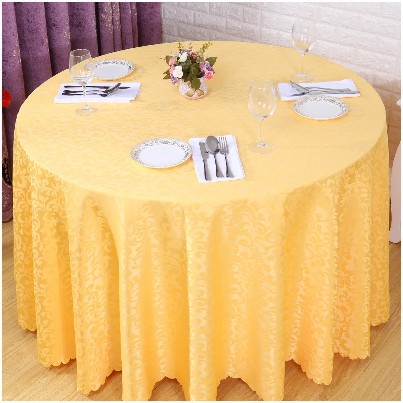 Polyester Jacquard Tablecloth Hotel Wedding Banquet Party Decoration Round White Table Covers Table Overlays Printed Home Decor